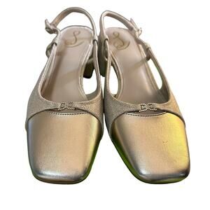 Sam Edelman TARRA GLITZ SLINGBACK HEEL Gold Linen Size 10 New
